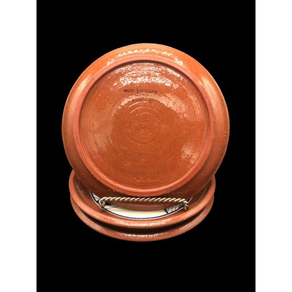 3 Handpainted Madrid Earthenware New Mexico Pottery Plates Blue White - Picture 5 of 7